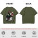 Olive T-Shirt With Cosmic Penguin And Ice Cream Print