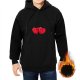 Black hoodie with kissing cartoon cherries graphic
