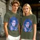 Olive T-Shirt With Neon Edward Scissorhands Portrait Print