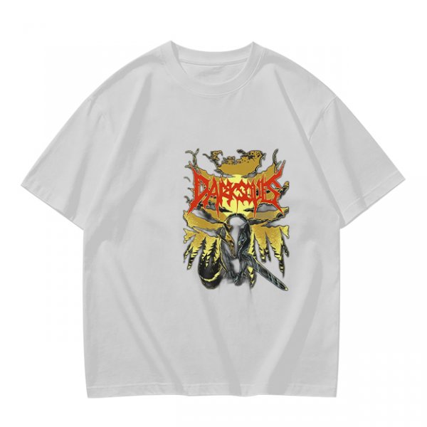 Olive graphic t-shirt with Dark Souls metal-style print