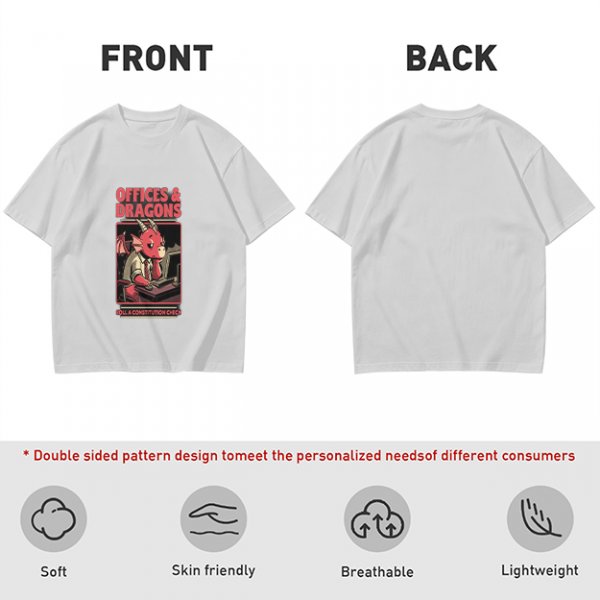 Offices & Dragons T-Shirt with Bored Office Dragon Art