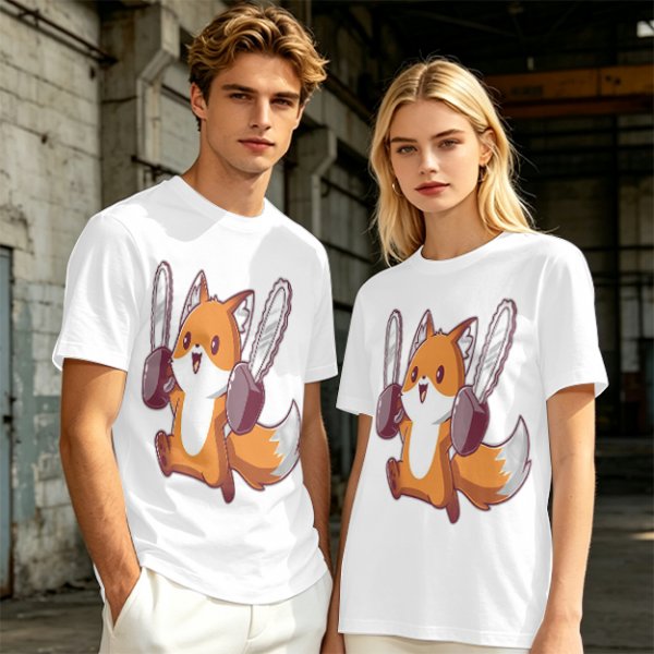 Olive T-shirt with a cute chainsaw squirrel graphic