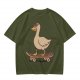 Olive T-Shirt Featuring a Cool Duck Wearing Sunglasses Riding a Skateboard