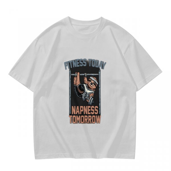 Olive T-Shirt with Sloth Fitness Today Napness Tomorrow Print