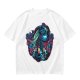 Olive T-Shirt with Gothic Corpse Bride Skull Candle Rose Print