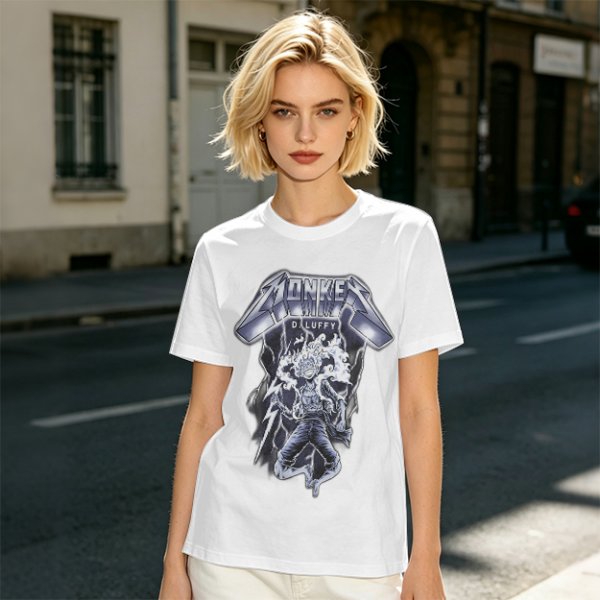 One Piece Monkey D. Luffy Gear 5 Metal Rock Style Graphic T-Shirt