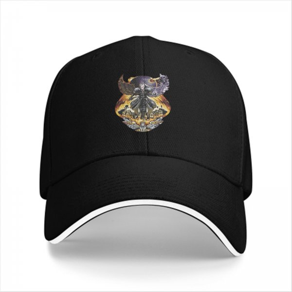 Black Baseball Cap With Fantasy Dark Warrior Graphic Print