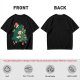 Olive Green T-Shirt With Christmas Totoro Decorating Tree Print