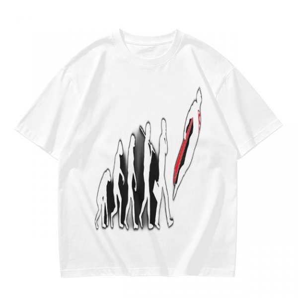 Olive T-Shirt With Evolutionary Human Silhouette Print