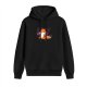 Black hoodie with cute fox holding chainsaw graphic print
