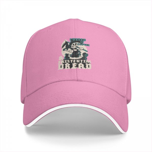 Black baseball cap with 'Fueled by Coffee & Existential Dread' grim reaper graphic