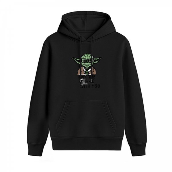 Black hoodie with Yoda F=ma 'May the force be with you' parody print