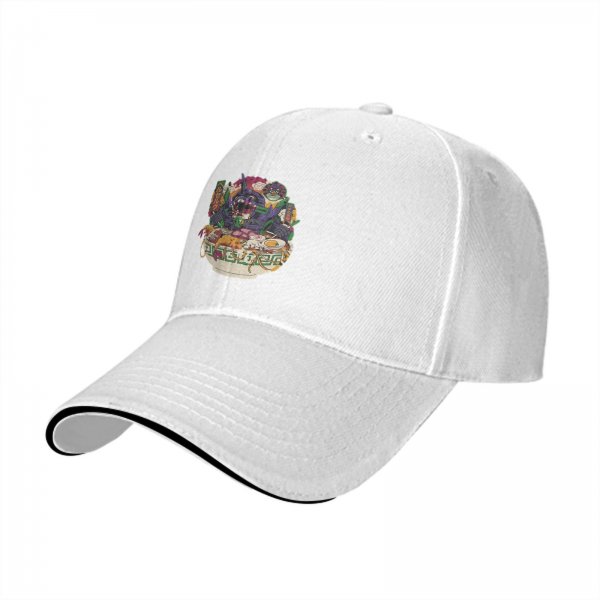 Black Baseball Cap With Monster Ramen Bowl Graphic