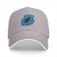 Black Baseball Cap With Playful Black Cat On Blue Abstract Background