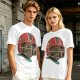 Olive T-Shirt with Zombie Football Player Helmet Graphic