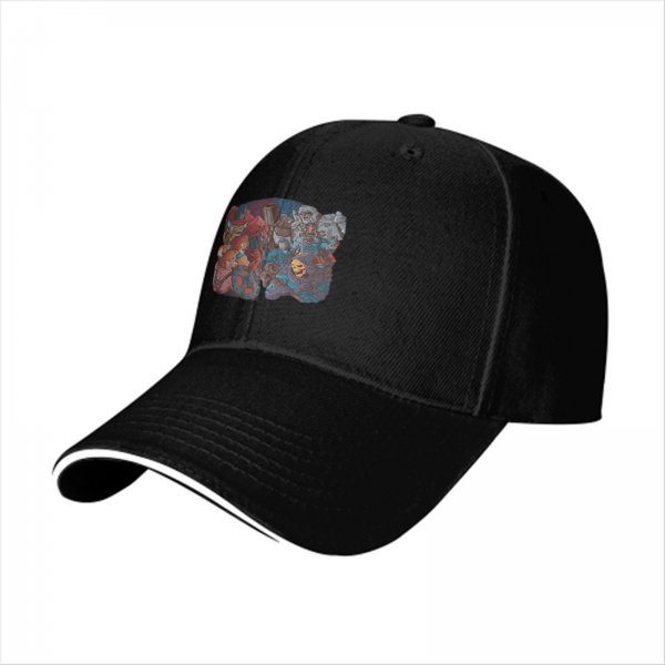Black Baseball Cap with Fantasy Character Group Art Print