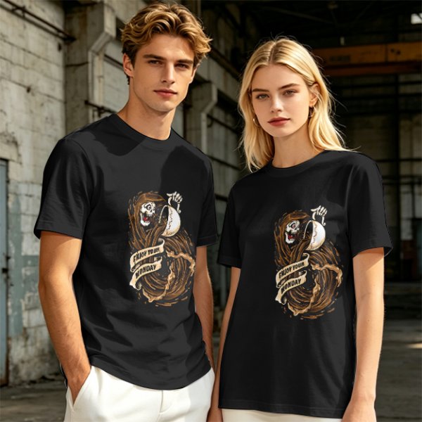 Olive T-Shirt With Grim Reaper Coffee Enjoy Your Monday Print