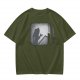 Olive T-Shirt With Horror Staircase Silhouette Graphic
