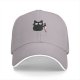 Black Baseball Cap With Cute Cat Holding Bloody Knife Print