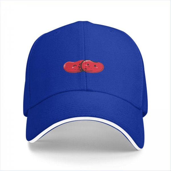 Black Baseball Cap With Red Split Bean Graphic Design