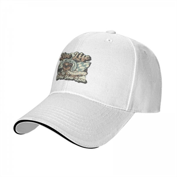 Live Life In The Slow Lane Sloth Graphic Baseball Cap