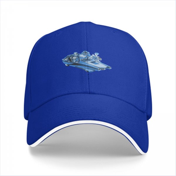 Black Baseball Cap With Blue Retro Car Graphic Print