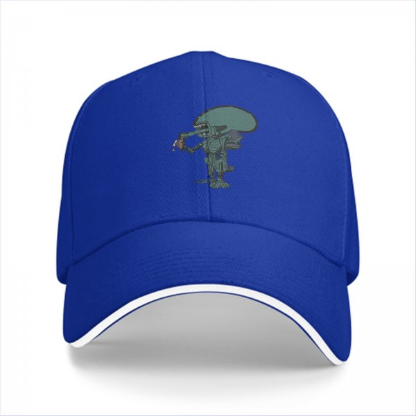 Black Baseball Cap With Alien Holding Drink Graphic