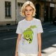 Olive Green T-Shirt With Sad Cartoon Cabbage Graphic