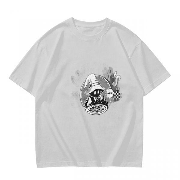 Olive Green T-Shirt With Wizard And Pizza Graphic Print