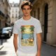 Olive T-Shirt with Beach Scene Print Featuring Totoro and Friends
