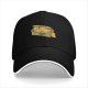Black baseball cap with capybara snack box graphic