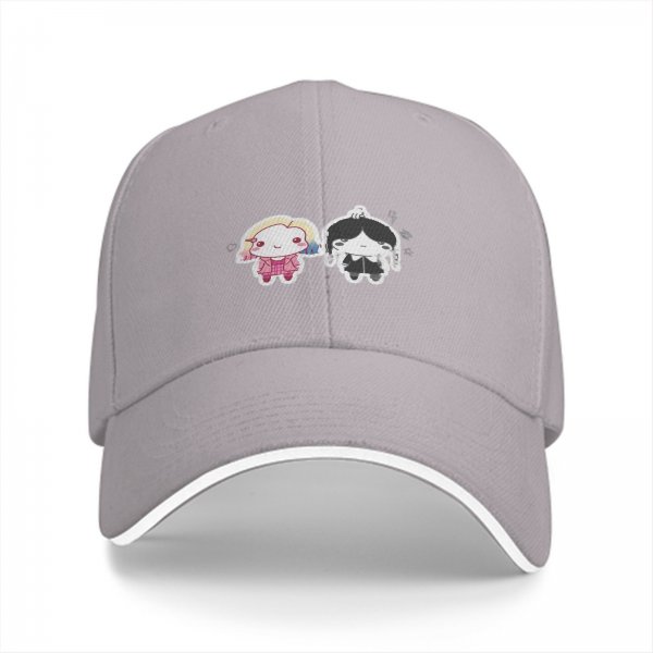Black Baseball Cap With Cute Wednesday Addams And Enid Sinclair Chibi Art