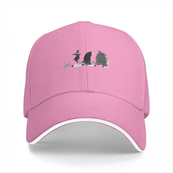 Black Baseball Cap With Studio Ghibli Character Silhouette Print