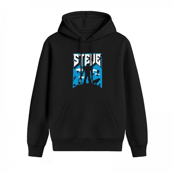 Black hoodie with Steve Minecraft-style graphic print