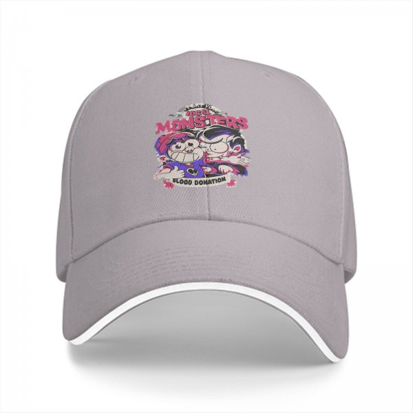 Black baseball cap with local monsters blood donation graphic print