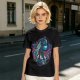 Olive T-Shirt with Gothic Corpse Bride Skull Candle Rose Print