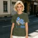 Olive T-Shirt with Sleeping Skeleton in Pajamas 'Dead Tired' Print