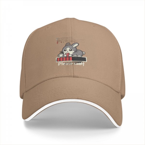 Black Baseball Cap With Cute Bunny Please Wait Loading Graphic