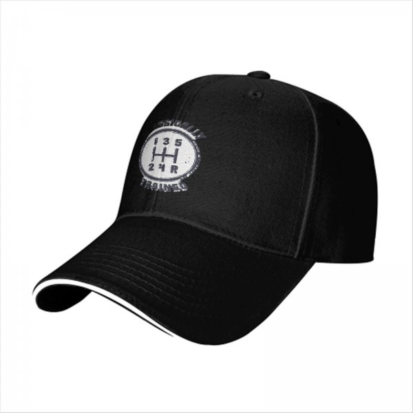 Black Baseball Cap With Manual Transmission Gear Shift Rally Trained Print