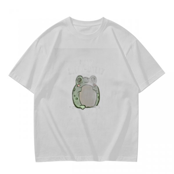 Olive Green T-Shirt With Cute Chubby Frog Graphic Print