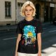 Olive T-shirt with anime pig pilot and seaplane graphic