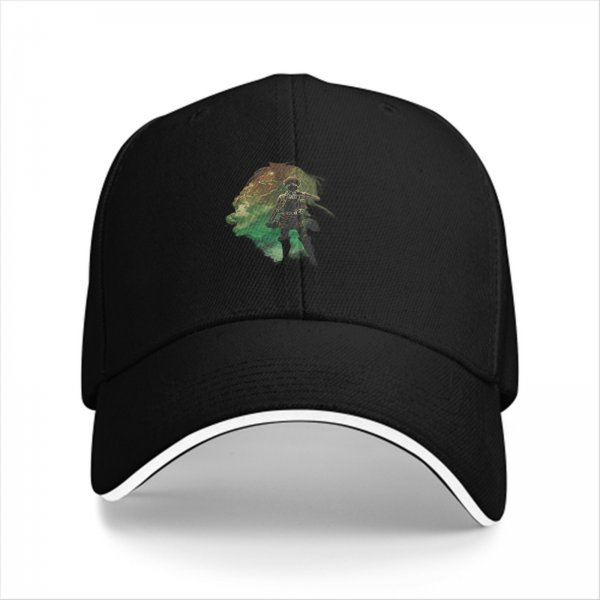 Black Baseball Cap With Fantasy Warrior Silhouette Art Print