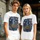 Olive t-shirt with starry night ramen bowl graphic
