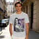 Olive T-shirt with vintage woman flexing arm graphic print