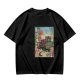 Olive T-shirt with ukiyo-e style fantasy creature graphic print