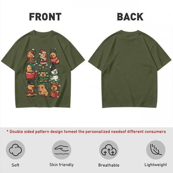 Christmas Capybara Characters Graphic T-Shirt