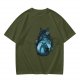 Olive T-shirt with Totoro Forest Silhouette Graphic Print