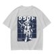 Olive t-shirt with stylized anime warrior graphic and Japanese text