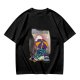 Olive T-shirt with Superhero Lounging Under Beach Umbrella Print