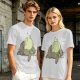 Olive T-shirt with whimsical forest spirit and small animal graphic print